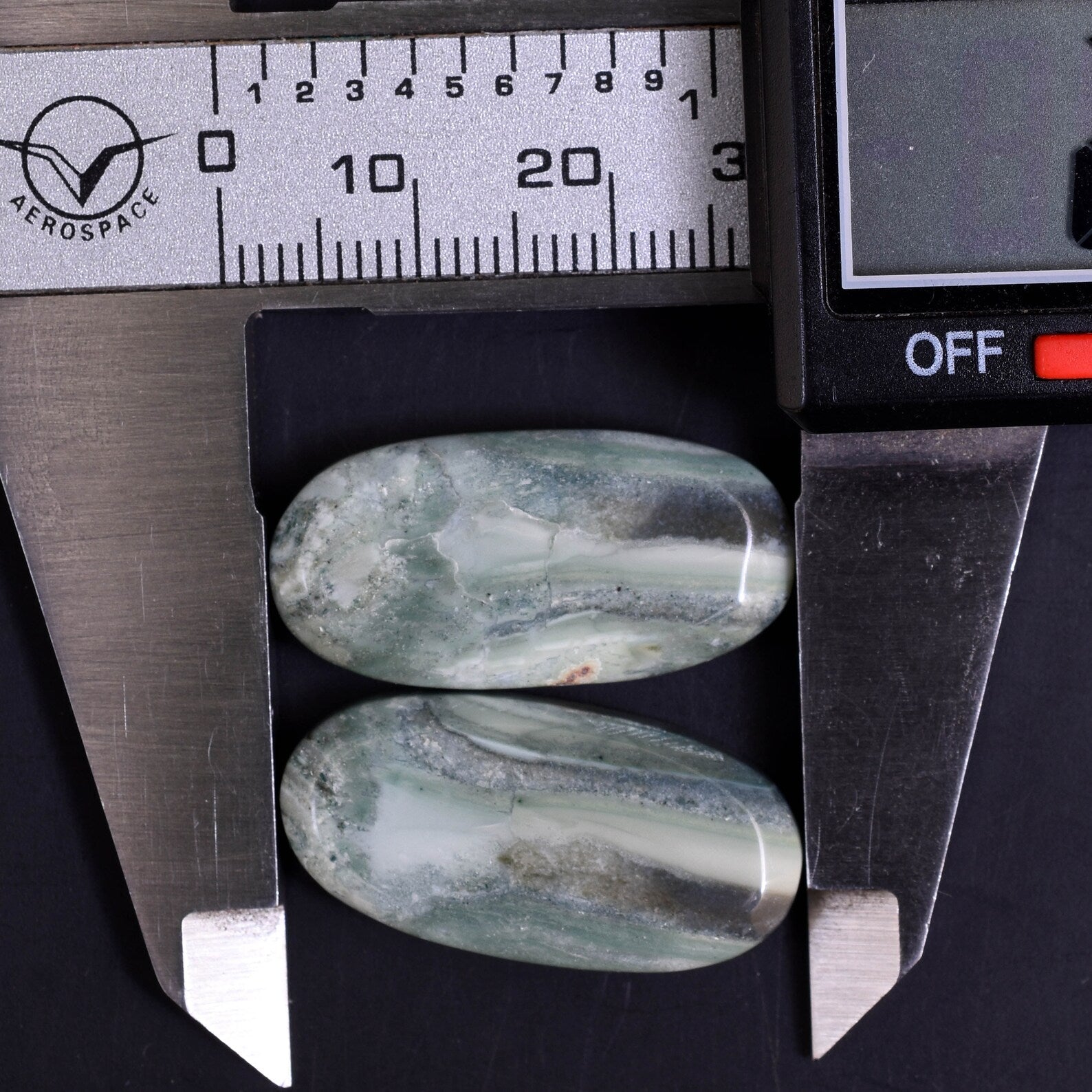 Green Lace Cabochon Pair