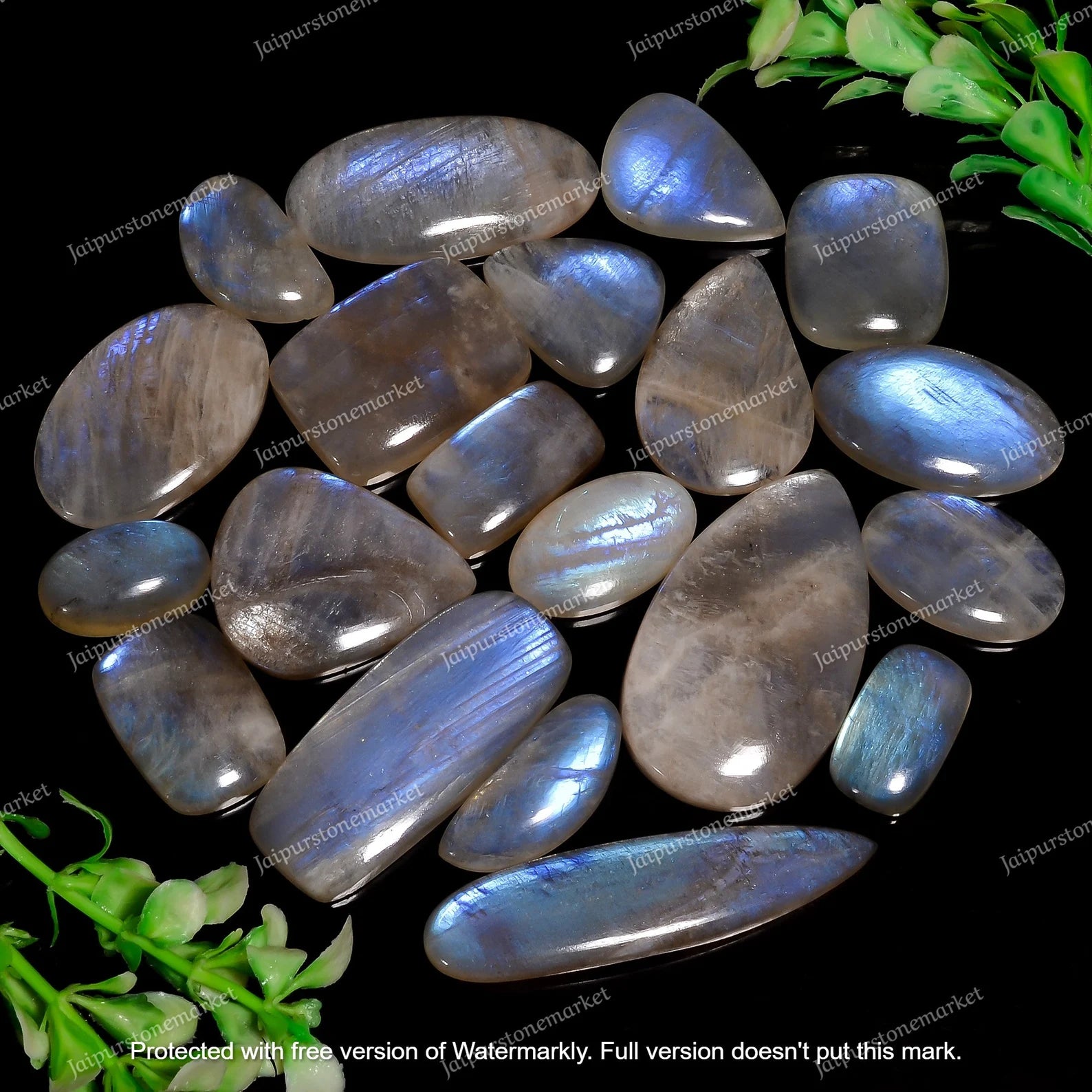 Moonstone cabochon Strong Blue Flash 100% Natural Crystal Mixed Lot