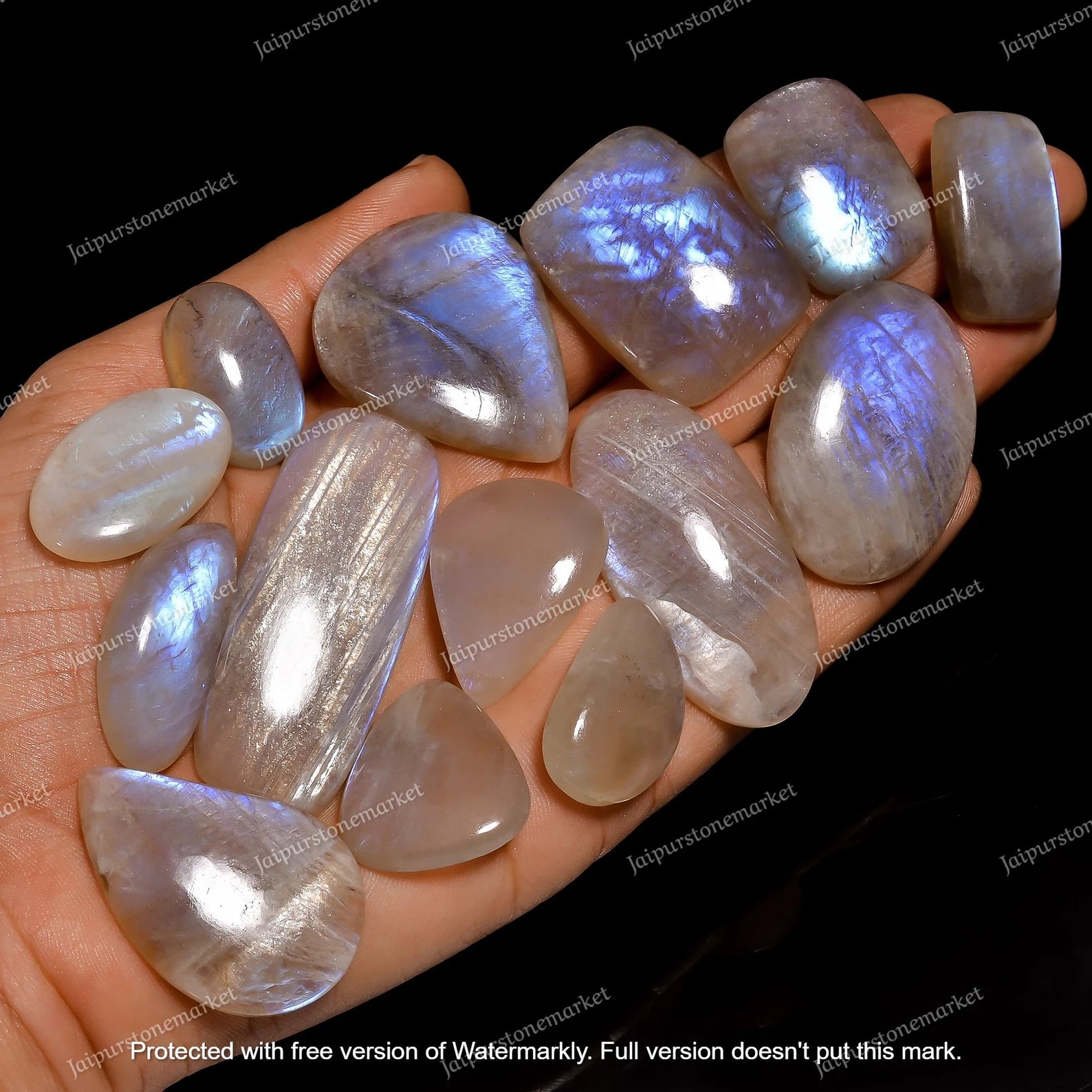 Moonstone cabochon Strong Blue Flash 100% Natural Crystal Mixed Lot