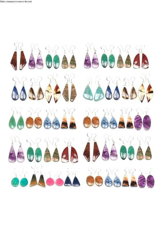 Silver finish mix lot Gemstone Earrings Natural Gemstone